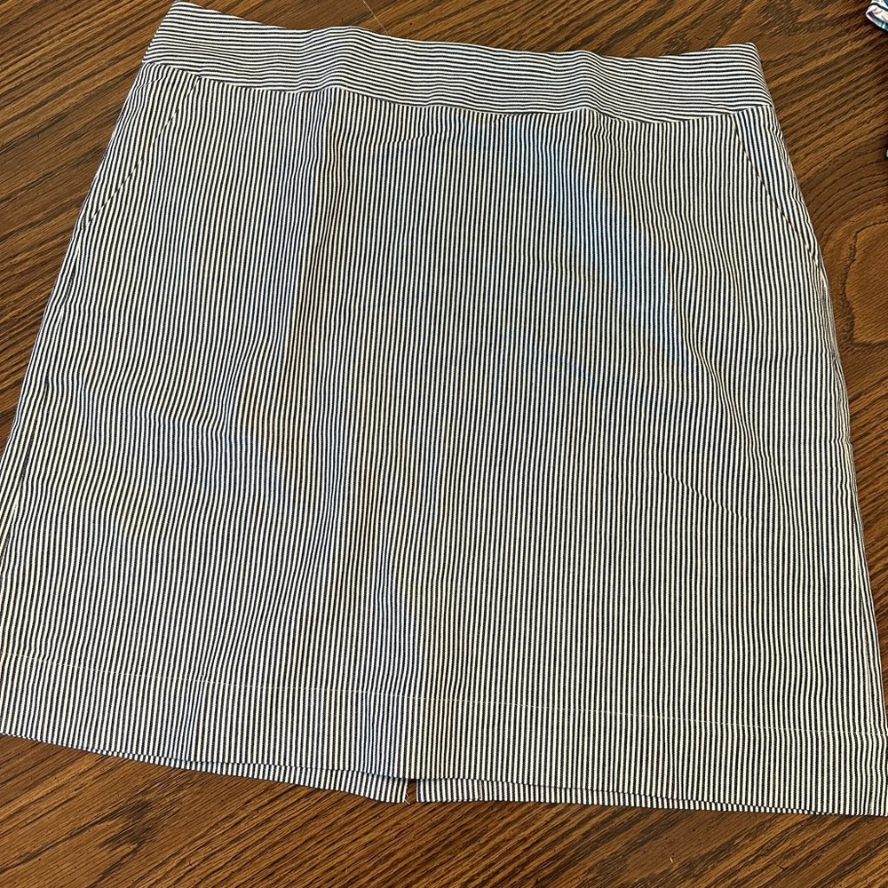 Talbots Charcoal and White Striped Pencil Skirt